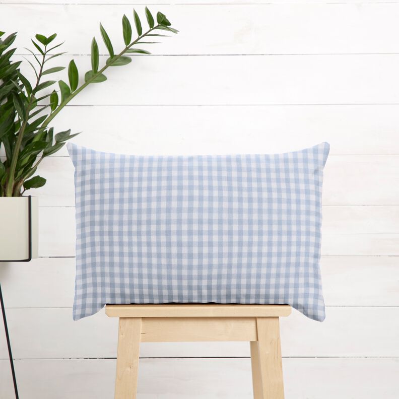 Cotton Vichy check 1 cm – light wash denim blue/white,  image number 6