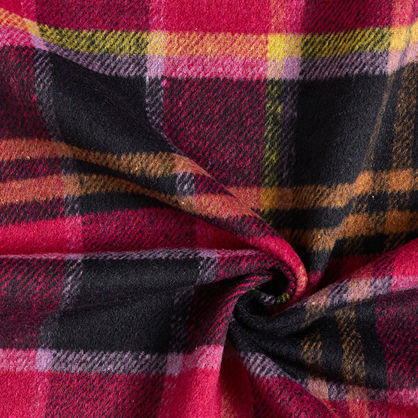 colourful checked coat fabric – black/berry,  image number 3