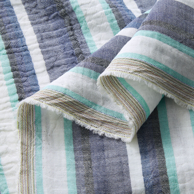 Double Gauze/Muslin yarn-dyed stripes – indigo/ice blue, image number 3
