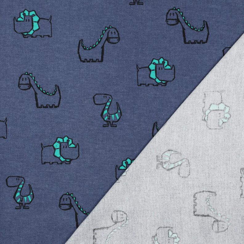 Cotton Flannel cheeky dinosaurs | Poppy Fabrics – denim blue/emerald green,  image number 4