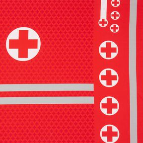 French terry Panel Emergency doctor outfit | Stoff&Liebe – red/silver grey, 