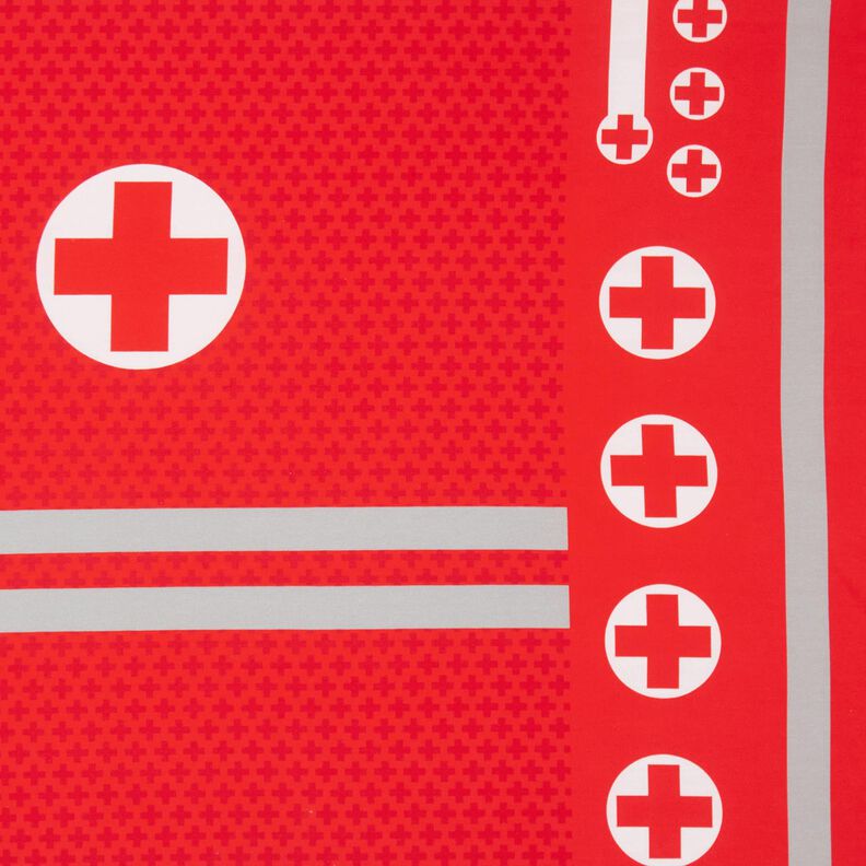 French terry Panel Emergency doctor outfit | Stoff&Liebe – red/silver grey,  image number 1
