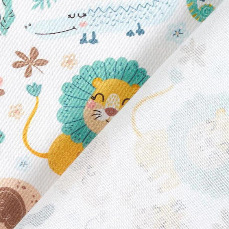 Cotton satin Safari animals – white/light blue,  image number 4