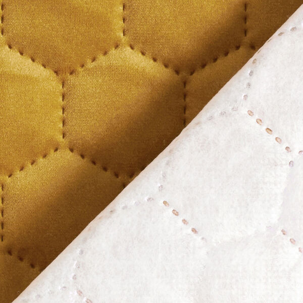 Upholstery Fabric Velvet Honeycomb Quilt – mustard, image number 4