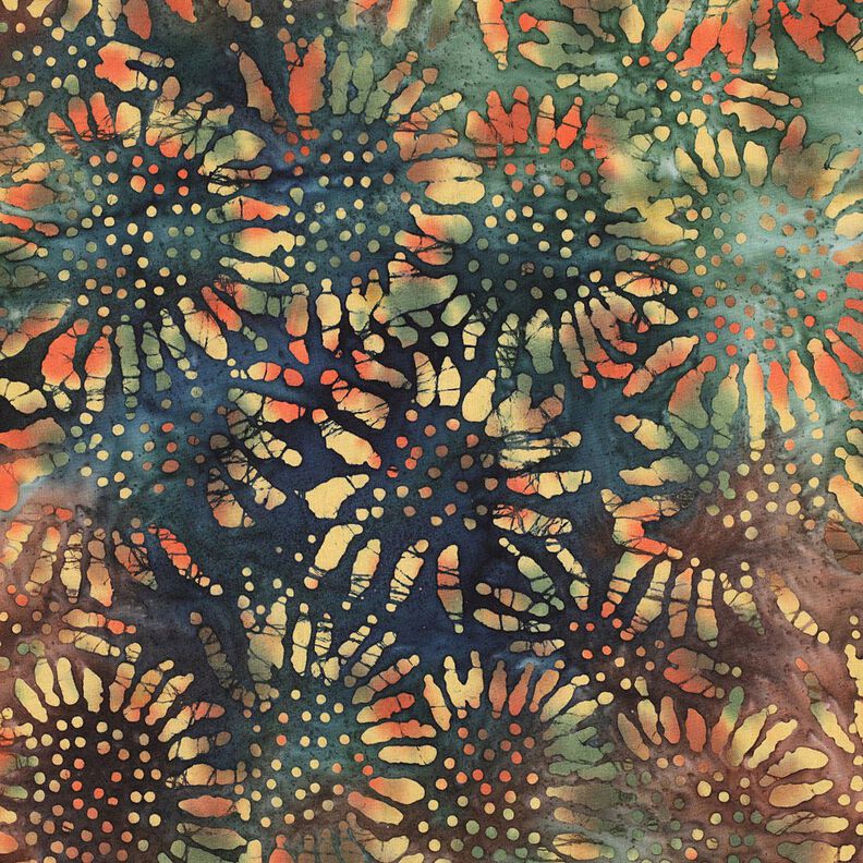 Cotton batik suns – blue spruce/chestnut,  image number 1