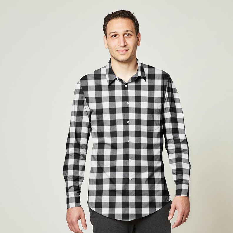 Shirting Fabric Large baker's check – white/black,  image number 5