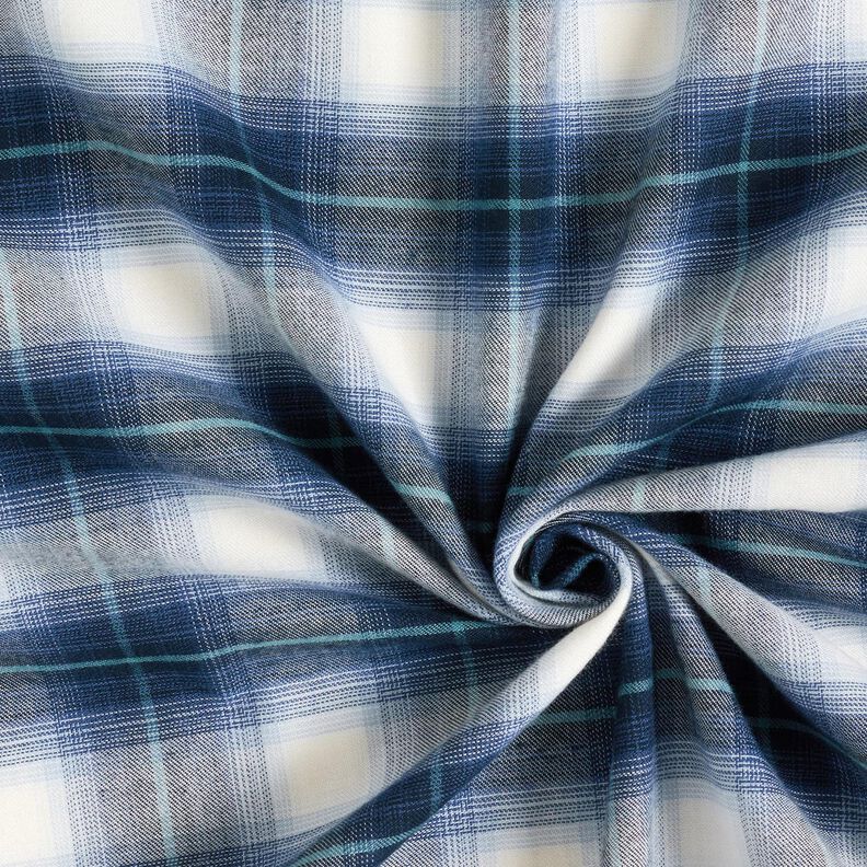 Checked cotton-viscose-flannel – indigo,  image number 3