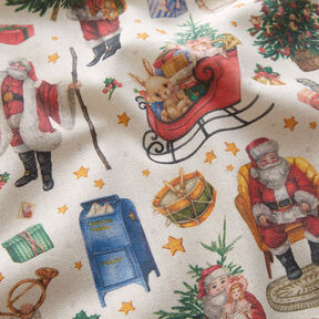Decor Fabric Half Panama nostalgic Christmas time – natural/red, 