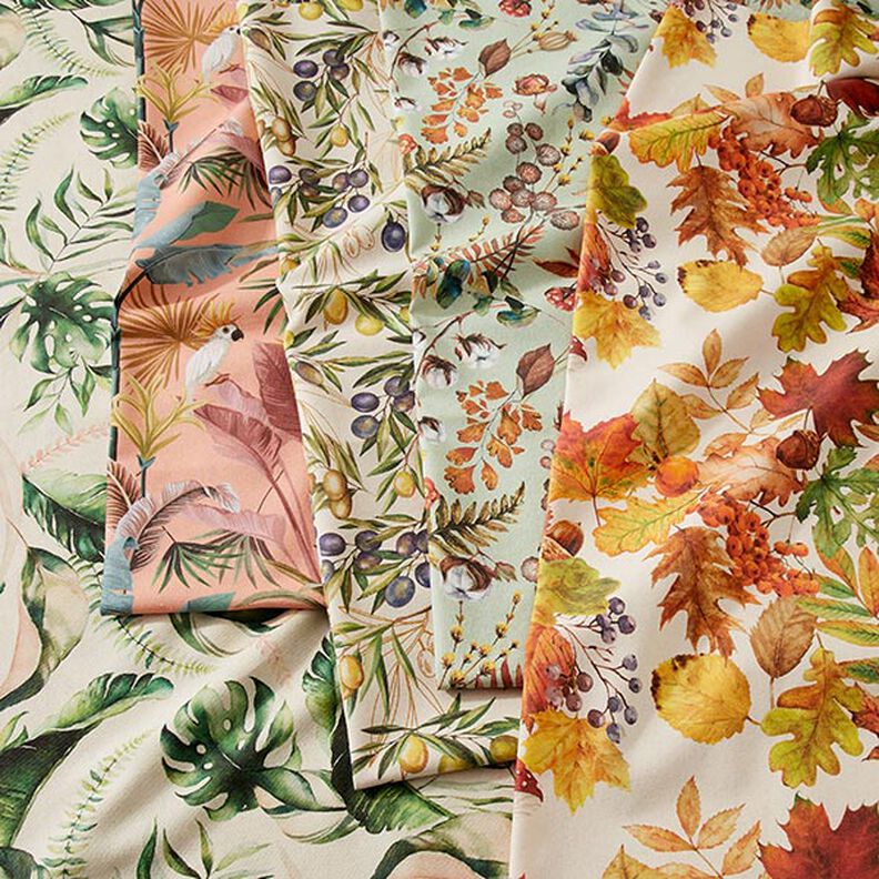 Decorative fabric, half panama olive branches, recycled – light beige,  image number 5