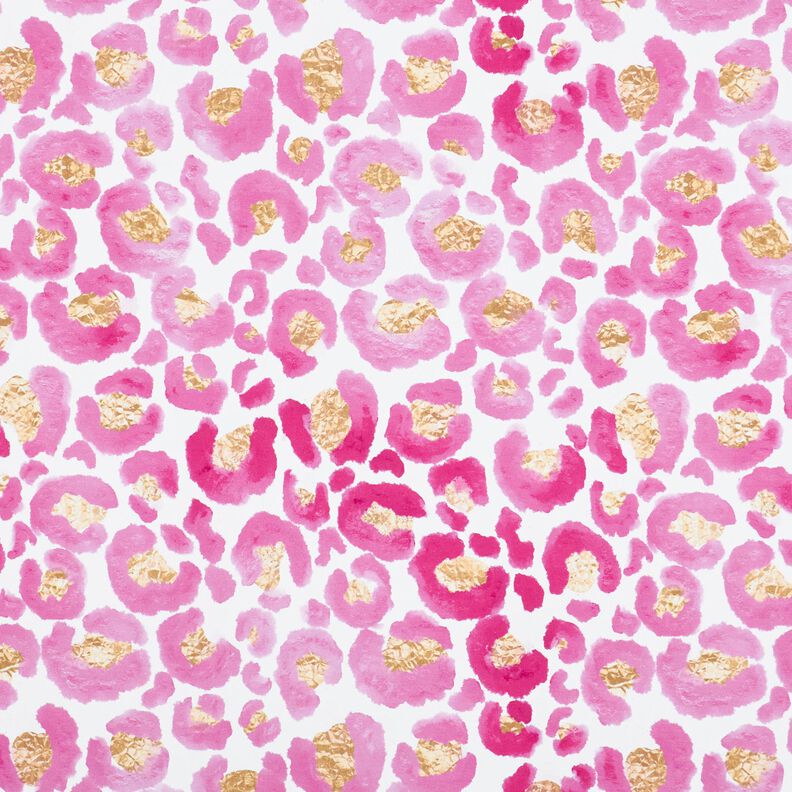 Cotton Jersey Leopard with Golden Spots | Glitzerpüppi – white/purple,  image number 1