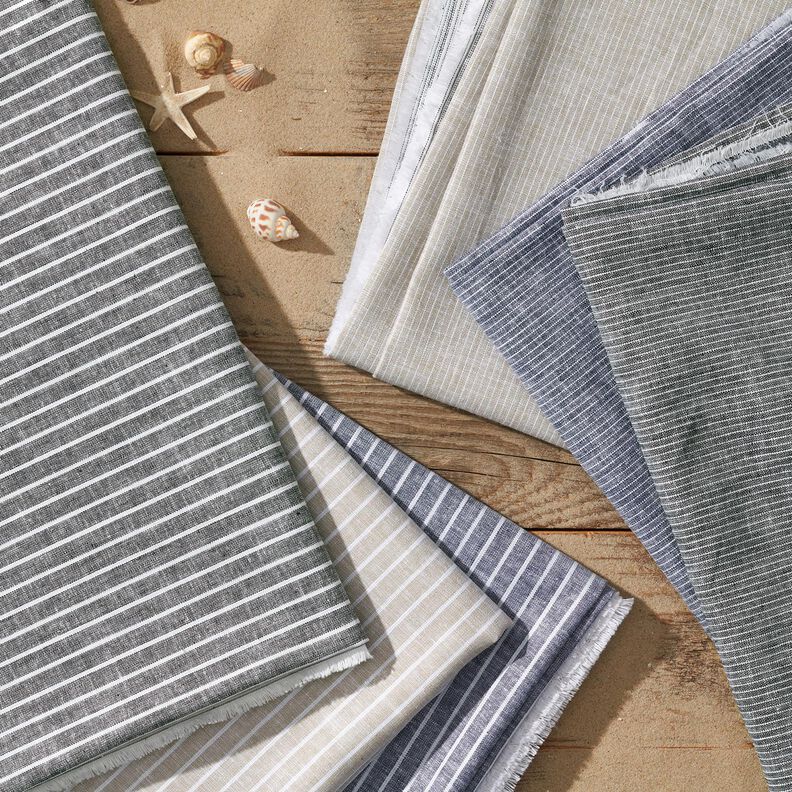 Linen Cotton Blend broad stripes – midnight blue/white,  image number 5