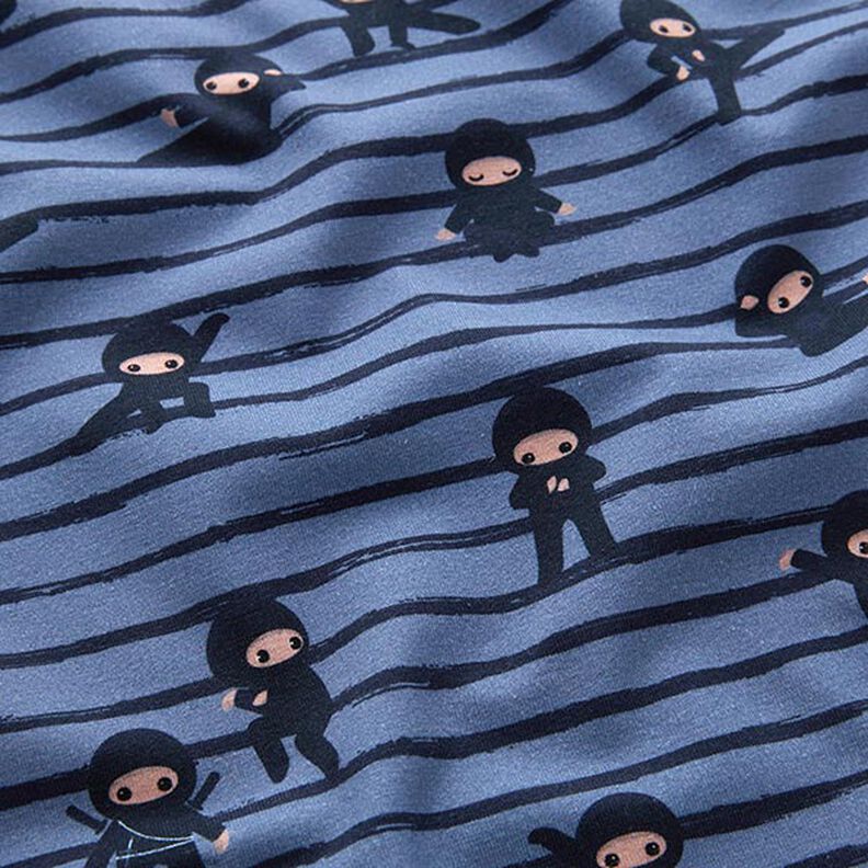 Cotton Jersey Stripe Ninjas  – blue grey,  image number 2