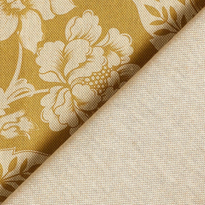 Decor Fabric Half Panama Flowers, nostalgic – natural/mustard,  image number 4