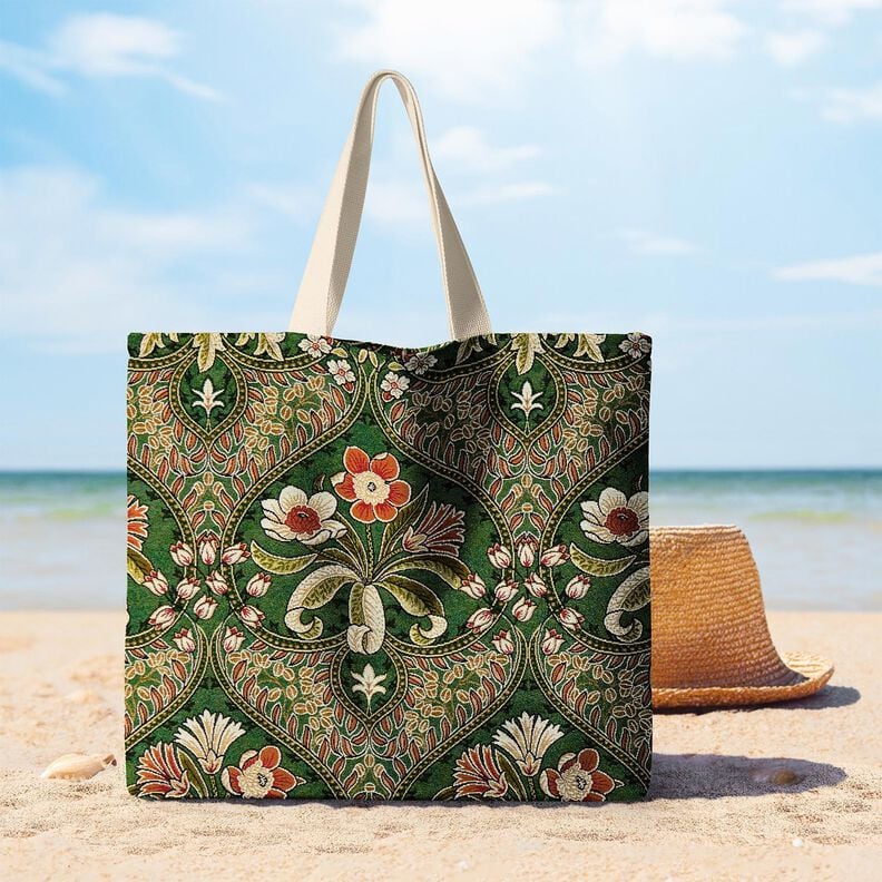 Decor Fabric Tapestry Fabric Floral Ornaments – green/light orange,  image number 8