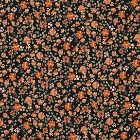 GOTS Cotton Jersey Autumn Flowers Digital Print – black/peach orange,  GOTS Cotton Jersey Autumn Flowers Digital Print – black/peach orange,