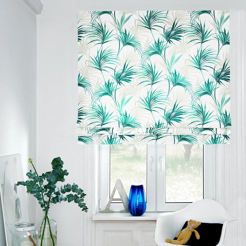 Decor Fabric Panama Palm fronds – white/emerald green, image number 5