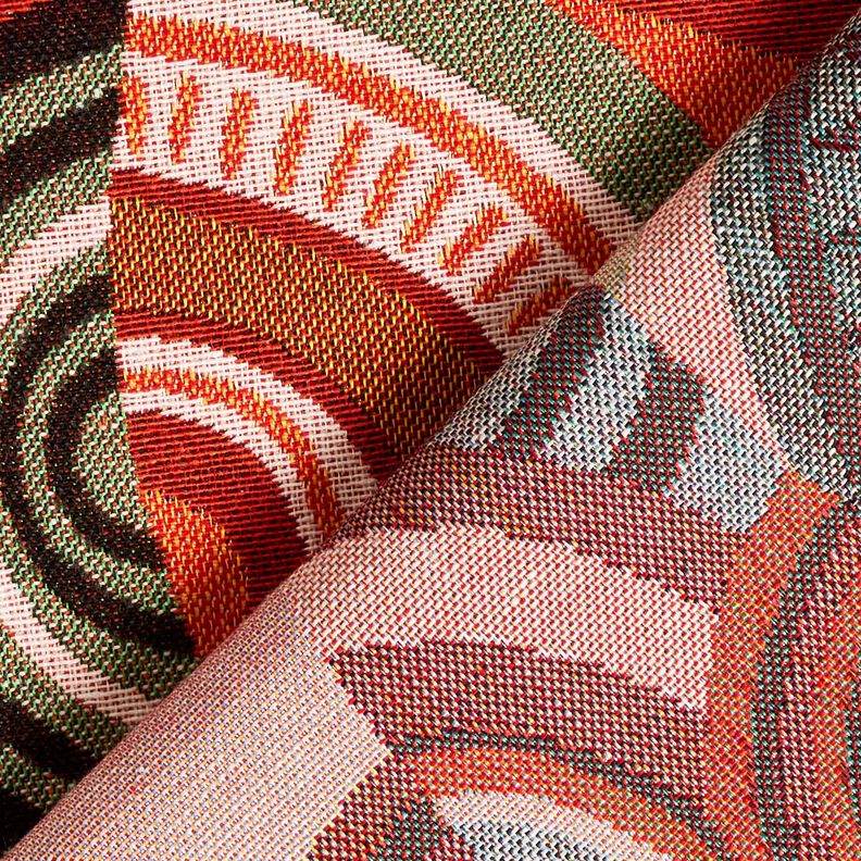 Decor Fabric Tapestry Fabric abstract semicircles – terracotta/green, image number 4