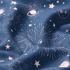 Decor Fabric Half Panama Celestial Bodies – navy blue, 