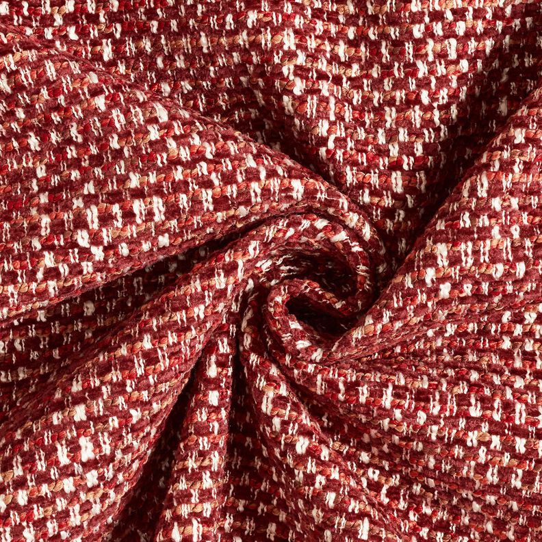 Upholstery Fabric colourful bouclé look – burgundy/cream,  image number 1