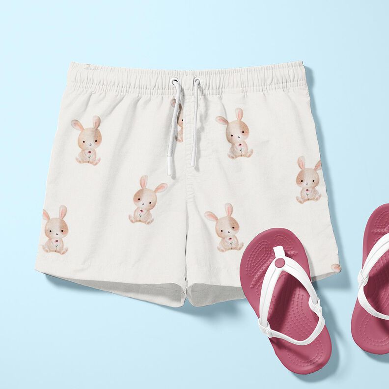 GOTS Cotton Jersey Rabbit with flower Digital Print – ivory, image number 5