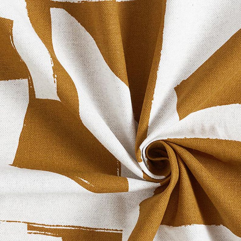 Decor Fabric Half Panama abstract shapes – mustard/natural,  image number 3