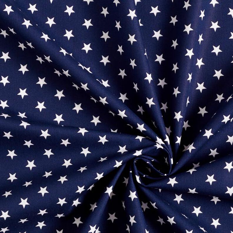 Cotton Poplin Medium Stars – navy blue/white,  image number 5