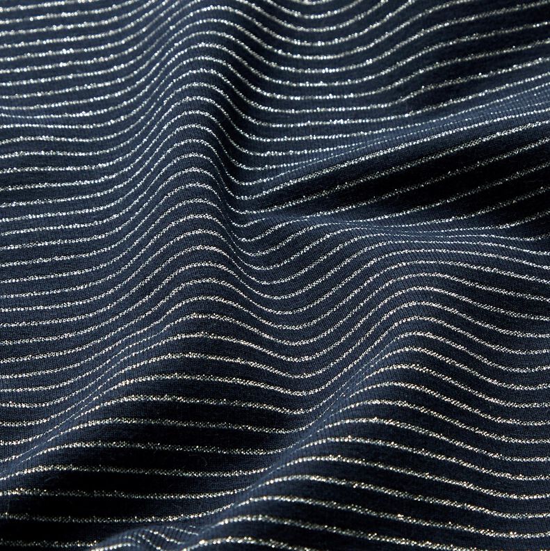 Lurex stripes cotton jersey – midnight blue/silver, image number 2