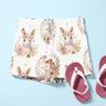 Cotton Poplin Hare and hedgehog in a flower circle Digital Print – ivory,  thumbnail number 5
