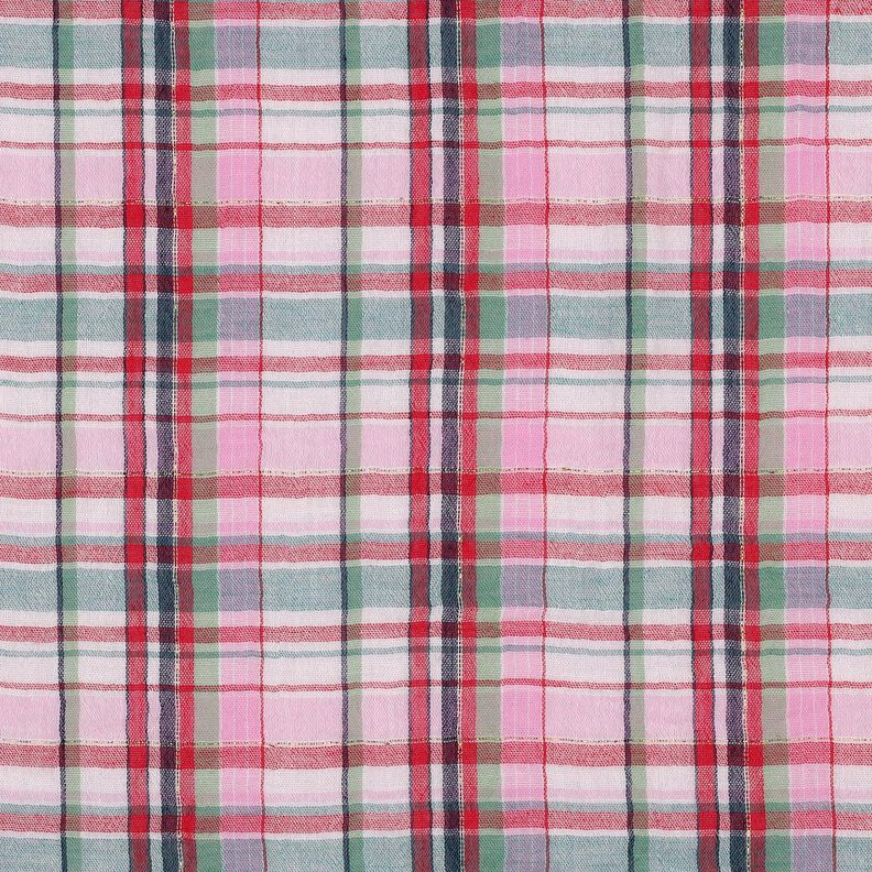 Double Gauze/Muslin Lurex checked | Poppy Fabrics – rosé/metallic gold, image number 1