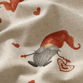 Decor Fabric Half Panama gnome in love – natural/carmine, 