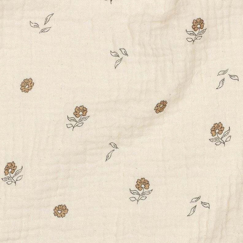 GOTS Double Gauze/Muslin romantic little flowers  | Poppy Fabrics – light beige/cinnamon,  image number 2