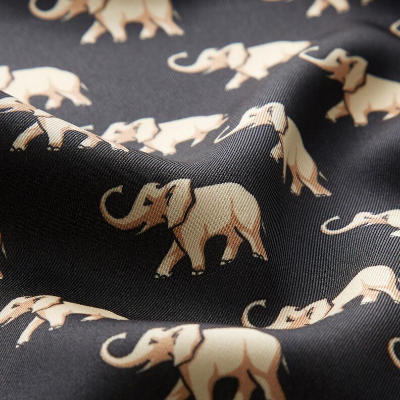 Elephants blouse fabric – black,  image number 2