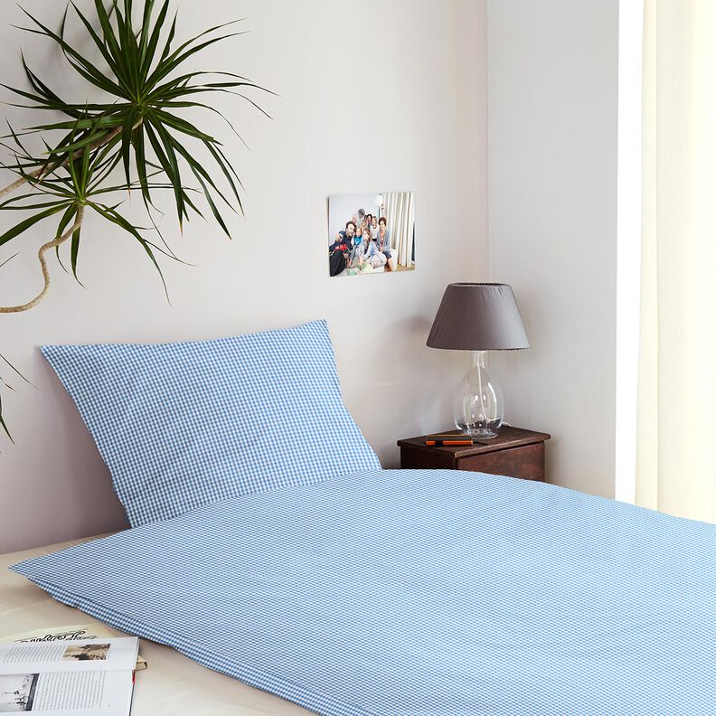 Seersucker Cotton woven check – blue/white, image number 7