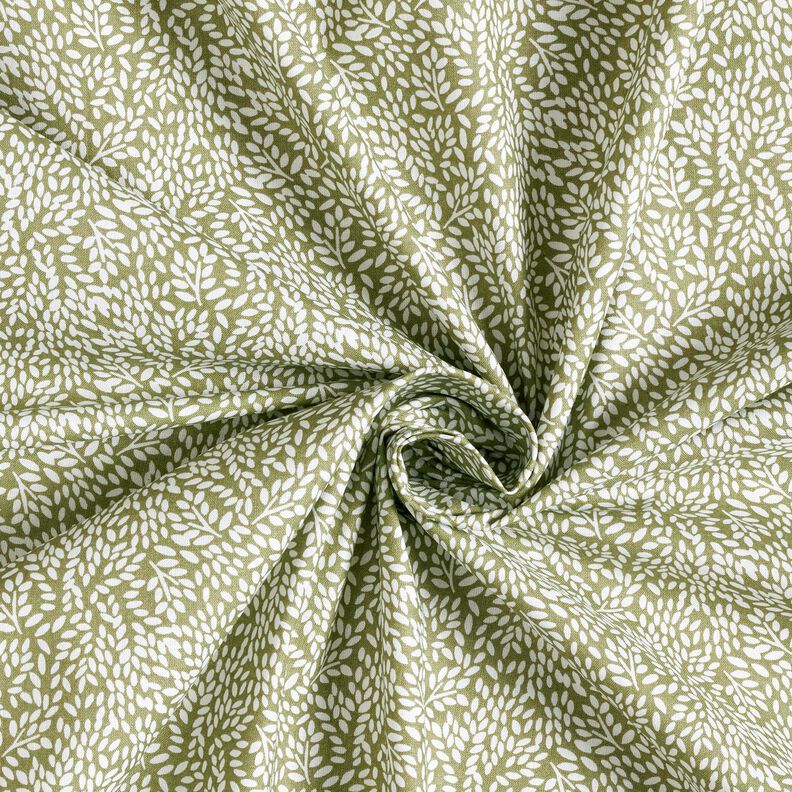 Cotton Cretonne Mini leaves – light khaki/white,  image number 3
