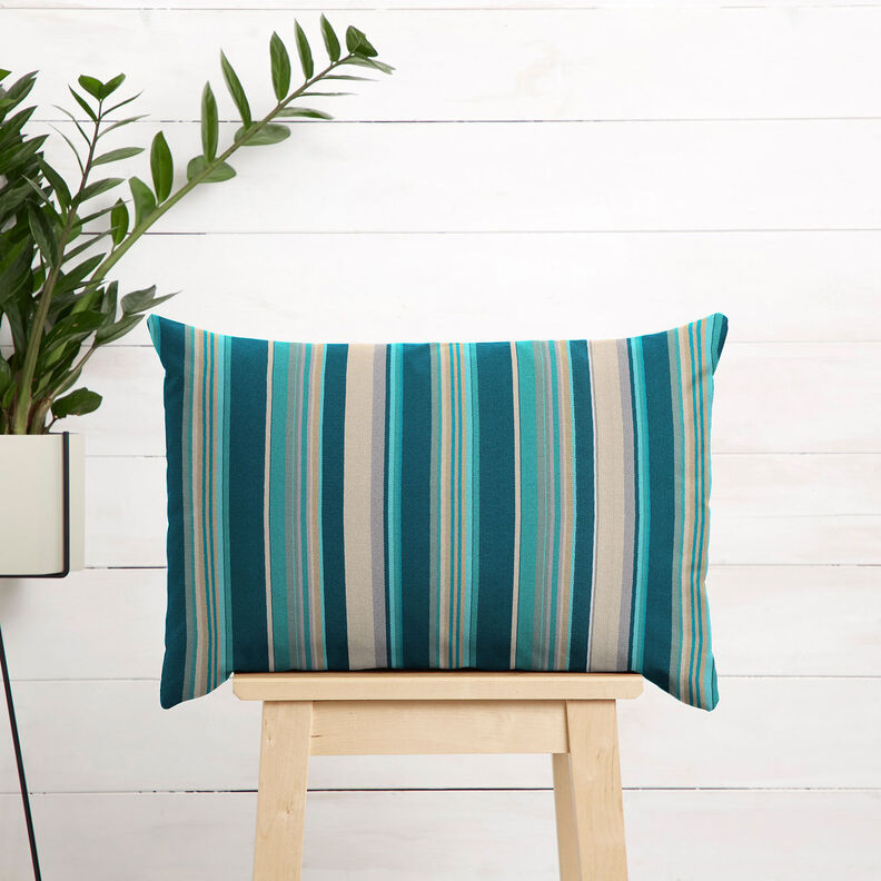 Outdoor Deckchair fabric Longitudinal stripes 45 cm – almond/petrol,  image number 7