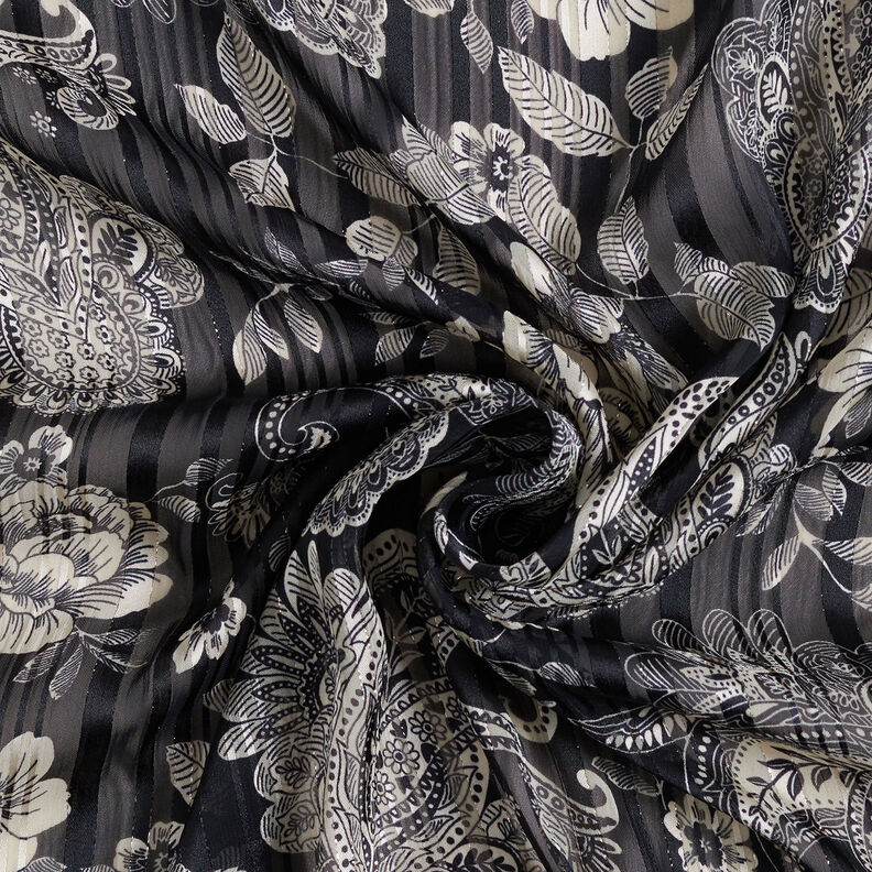 Satin stripes paisley chiffon – navy blue,  image number 3