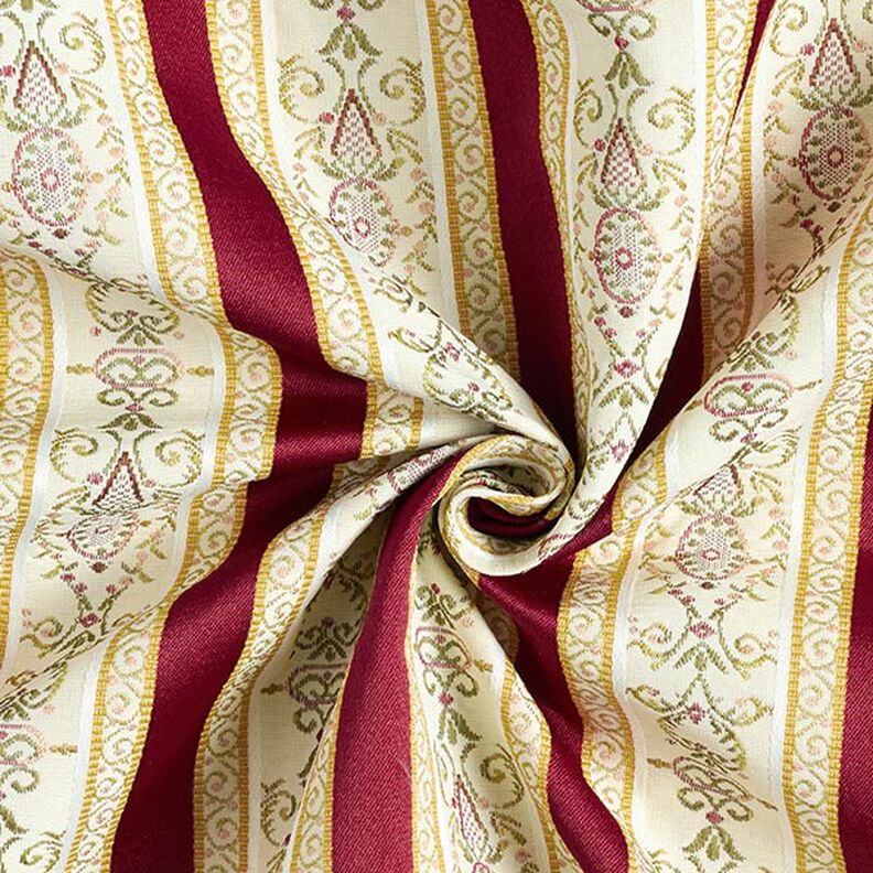 Biedermeier Stripes Jacquard Furnishing Fabric – cream/red,  image number 4
