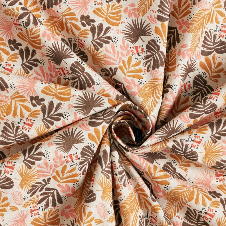 Cotton Cretonne palm leaves – anemone,  image number 3
