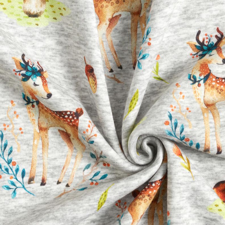 Alpine Fleece romantic deer – silver grey/natural, image number 3