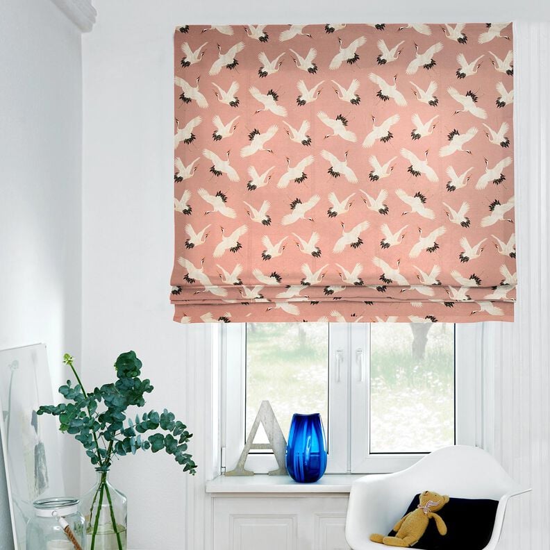 Decor Fabric Half Panama stylish cranes – dusky pink/cream,  image number 5