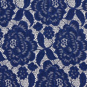Stretch Lace Blossoms and leaves – navy blue, 