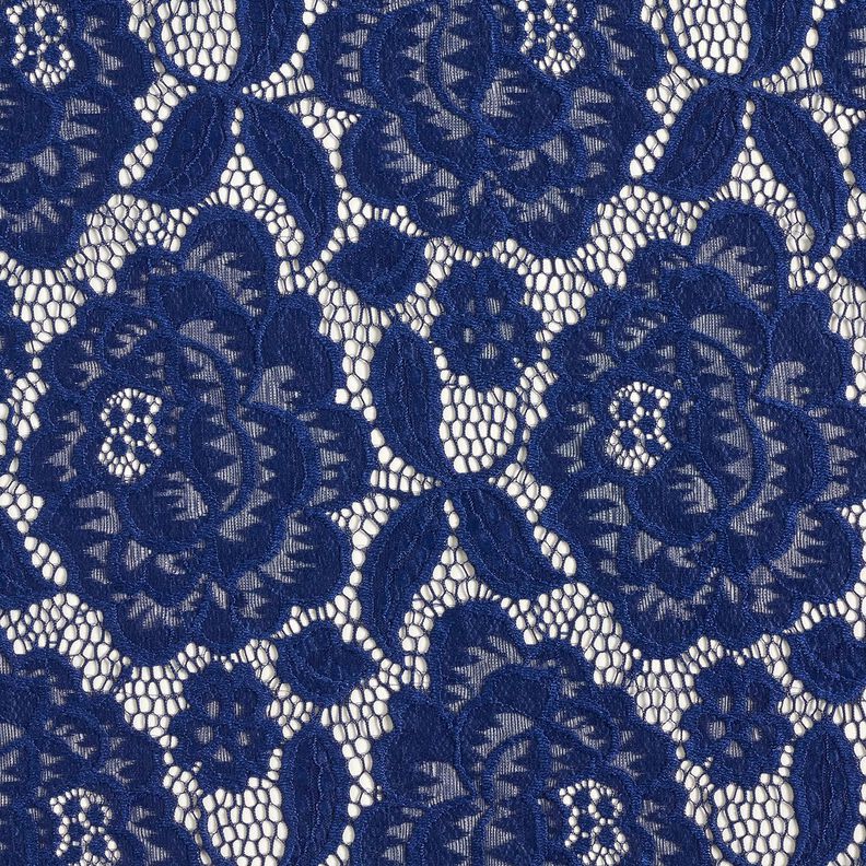 Stretch Lace Blossoms and leaves – navy blue,  image number 1