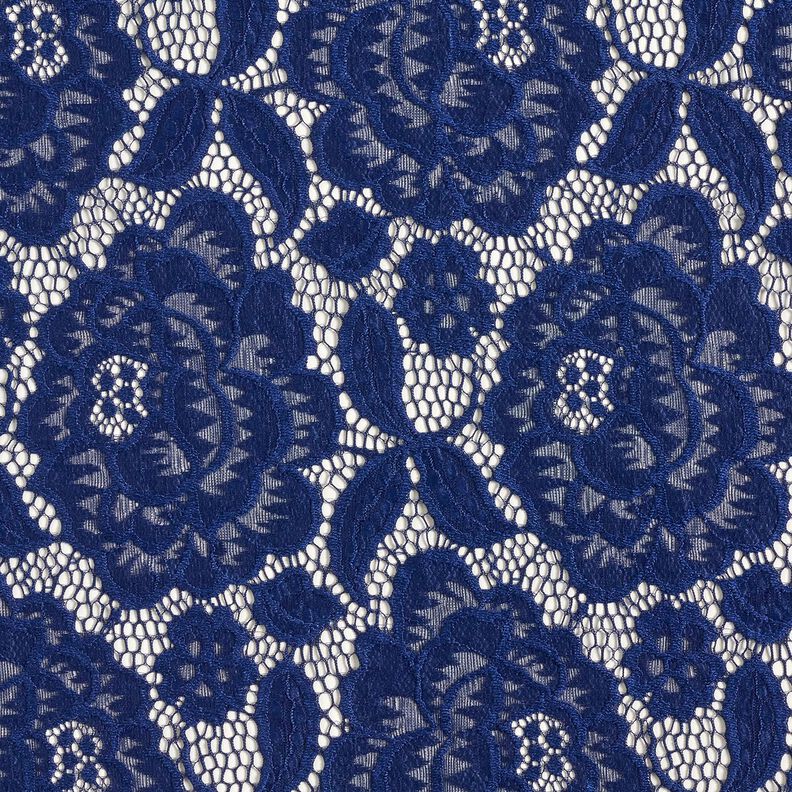Stretch Lace Blossoms and leaves – navy blue,  image number 1