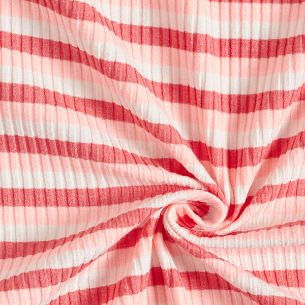 Horizontal stripe ribbed knit – light pink/lobster,  image number 3
