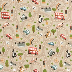 Decor Fabric Half Panama play street – natural/light olive, 