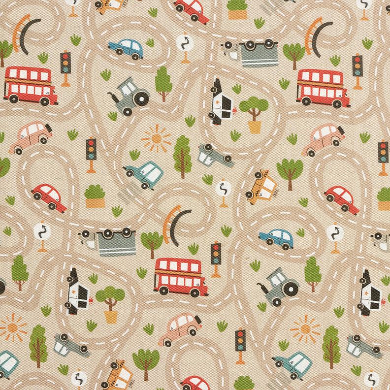 Decor Fabric Half Panama play street – natural/light olive | Remnant 50cm,  image number 1