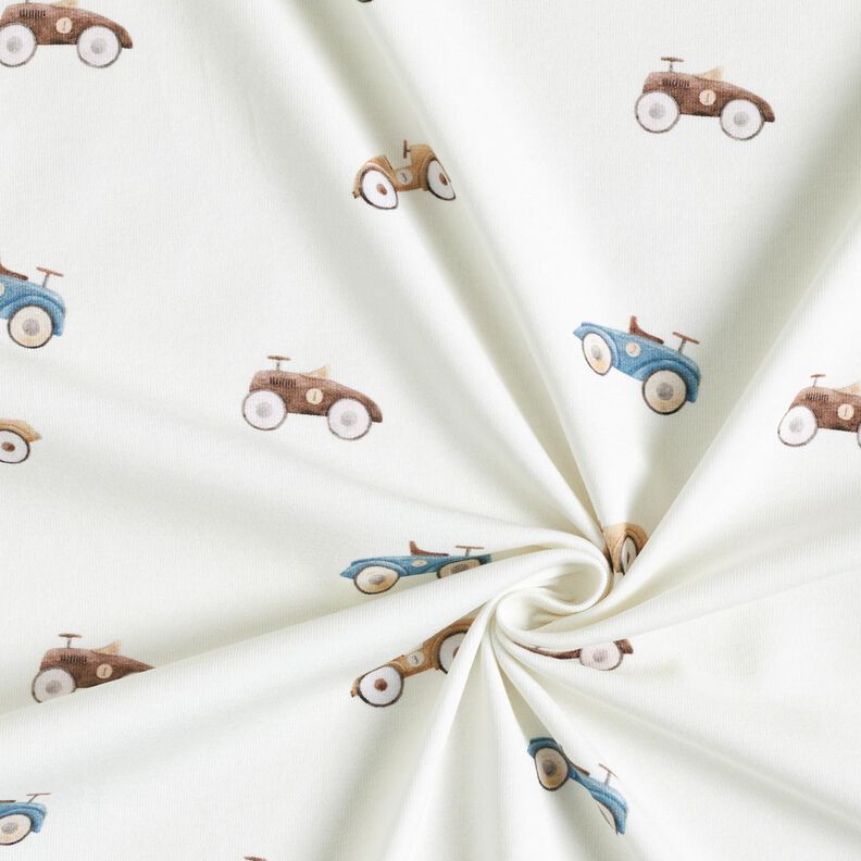 GOTS Cotton Jersey Retro toy cars Digital Print – ivory,  image number 3