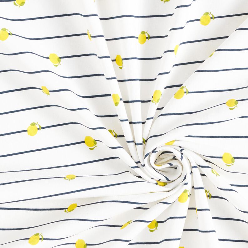 Cotton Jersey Stripes and lemons – offwhite,  image number 3