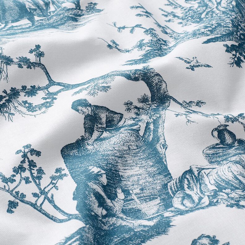 Decor Fabric Half Panama happy dancers 280 cm – ocean blue/white,  image number 2