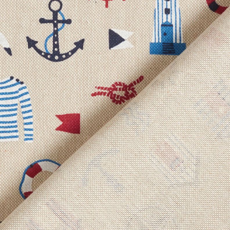 Decor Fabric Half Panama maritime classics – natural/navy blue,  image number 4
